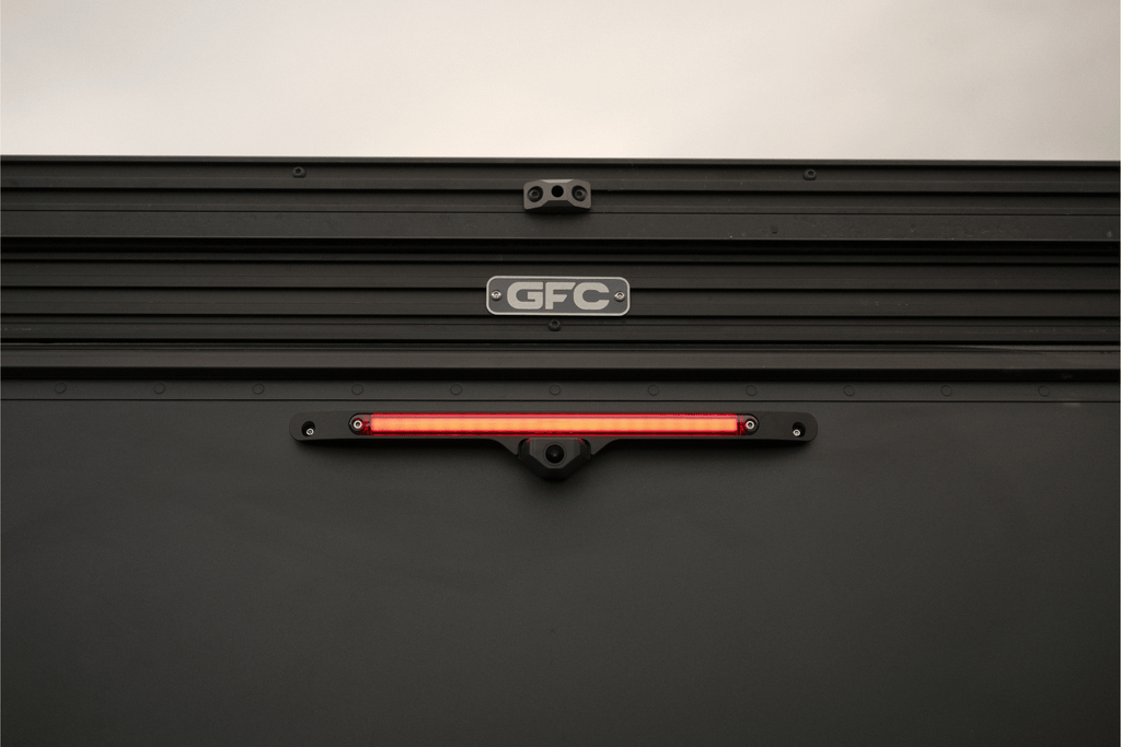 Black LED light bar with 'GFC' branding on a dark background
